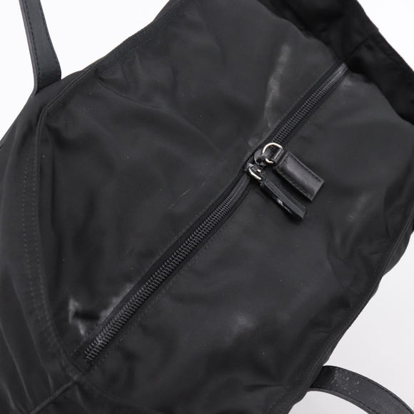 PRADA Tote Bag Nylon Black Silver Auth bs37600
