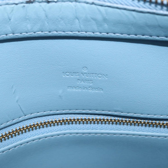 LOUIS VUITTON Monogram Vernis Houston Hand Bag Baby Blue M91005 LV Auth bs37601