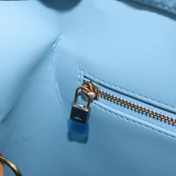 LOUIS VUITTON Monogram Vernis Houston Hand Bag Baby Blue M91005 LV Auth bs37601