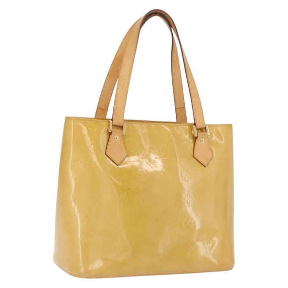 LOUIS VUITTON Monogram Vernis Houston Hand Bag Beige M91004 LV Auth bs37604
