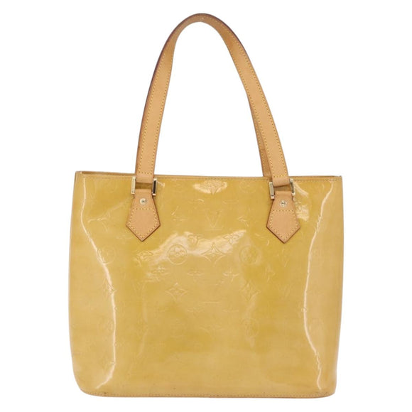 LOUIS VUITTON Monogram Vernis Houston Hand Bag Beige M91004 LV Auth bs37604