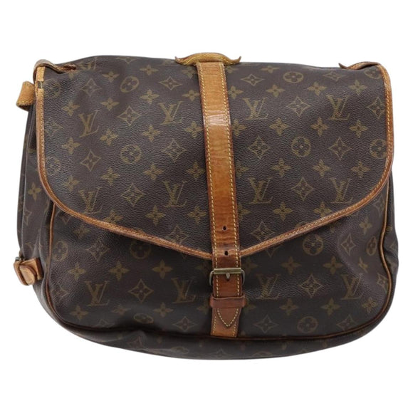 LOUIS VUITTON Monogram Saumur 35 Shoulder Bag M42254 LV Auth bs37607