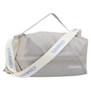 CHANEL Sports Line Shoulder Bag Nylon Gray Silver CC Auth bs37611-1