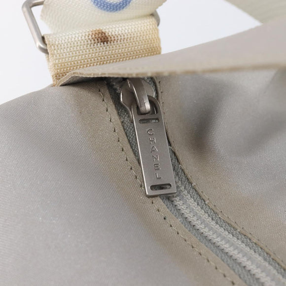 CHANEL Sports Line Shoulder Bag Nylon Gray Silver CC Auth bs37611