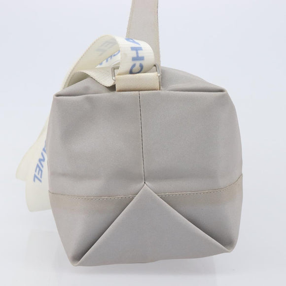 CHANEL Sports Line Shoulder Bag Nylon Gray Silver CC Auth bs37611