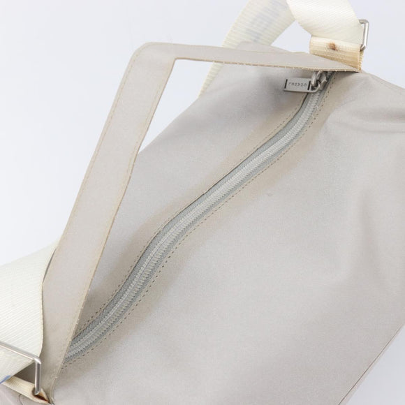 CHANEL Sports Line Shoulder Bag Nylon Gray Silver CC Auth bs37611