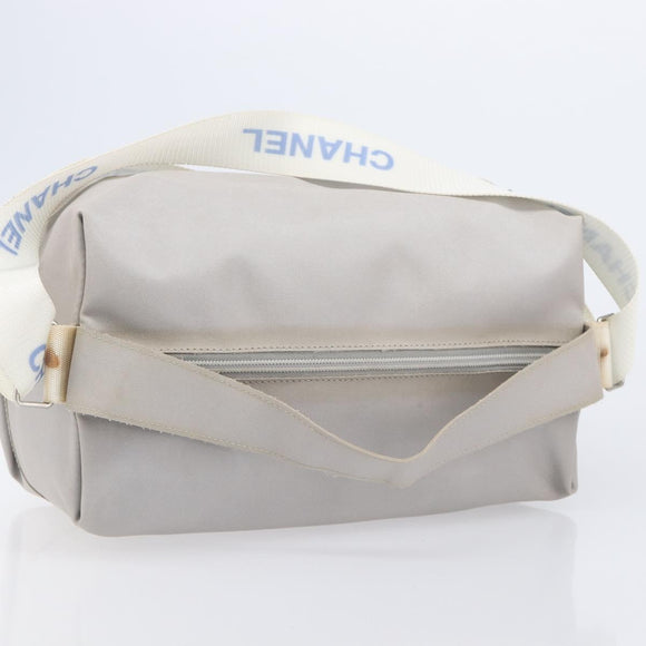 CHANEL Sports Line Shoulder Bag Nylon Gray Silver CC Auth bs37611