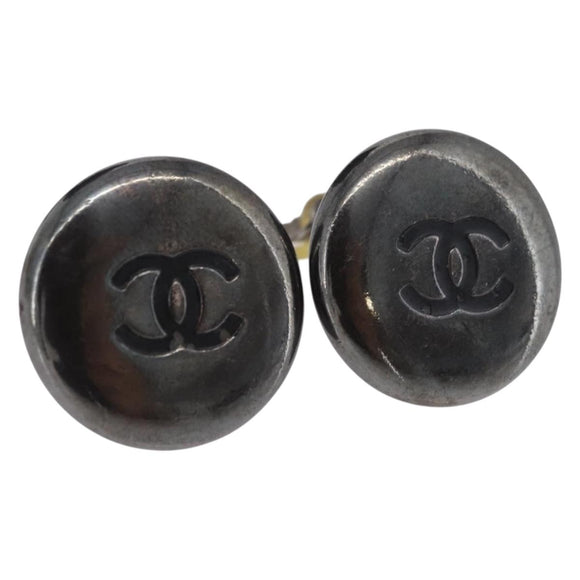CHANEL Earring metal Silver CC Auth bs37616