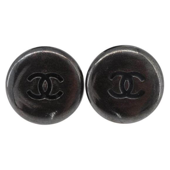 CHANEL Earring metal Silver CC Auth bs37616
