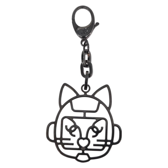 CHANEL Cat Motif Key Holder metal Blue CC Auth bs37617V