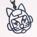 CHANEL Cat Motif Key Holder metal Blue CC Auth bs37617V-4