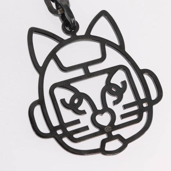 CHANEL Cat Motif Key Holder metal Blue CC Auth bs37617V