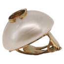 CHANEL Pearl Earring metal Gold CC Auth bs37619-13