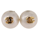 CHANEL Pearl Earring metal Gold CC Auth bs37619-2