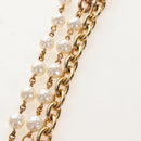 CHANEL Pearl Necklace metal Gold White CC Auth bs37622V-7