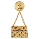 CHANEL Matelasse Brooch metal Gold CC Auth bs37623V-2