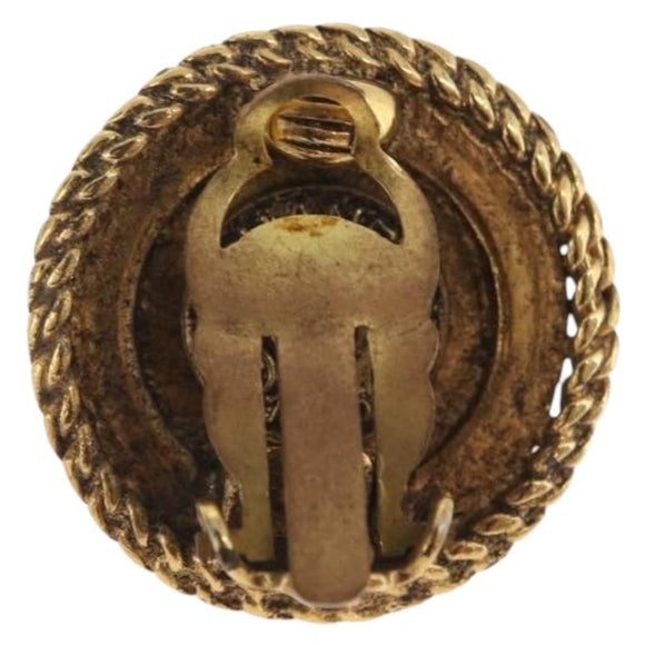 CHANEL Earring metal Gold Tone CC Auth bs37624