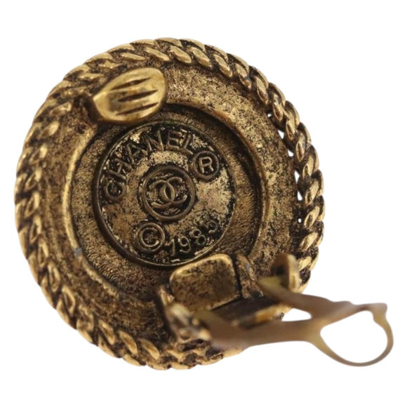 CHANEL Earring metal Gold Tone CC Auth bs37624