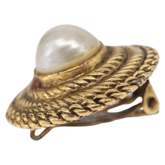 CHANEL Earring metal Gold Tone CC Auth bs37624