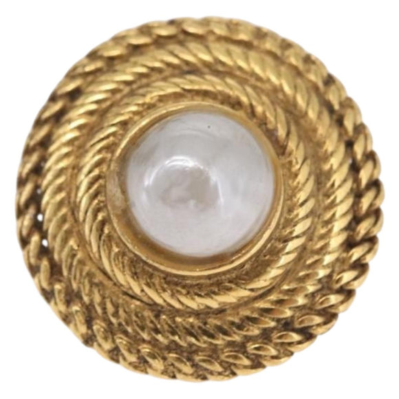 CHANEL Earring metal Gold Tone CC Auth bs37624