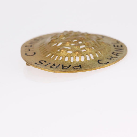 CHANEL Brooch metal Gold Tone CC Auth bs37626