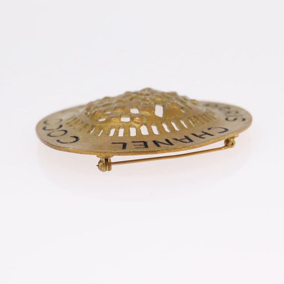 CHANEL Brooch metal Gold Tone CC Auth bs37626