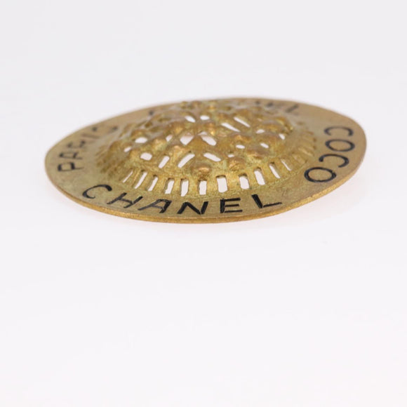 CHANEL Brooch metal Gold Tone CC Auth bs37626