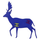 CHANEL Reindeer Brooch plastic Blue CC Auth bs37627-2