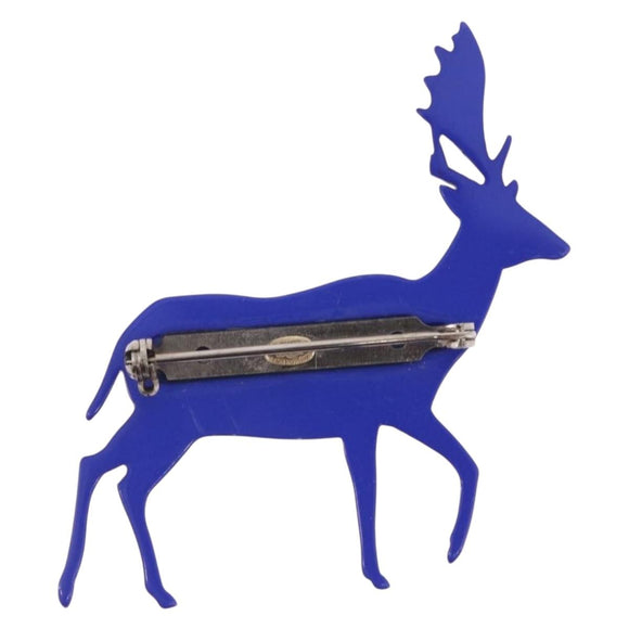 CHANEL Reindeer Brooch plastic Blue CC Auth bs37627