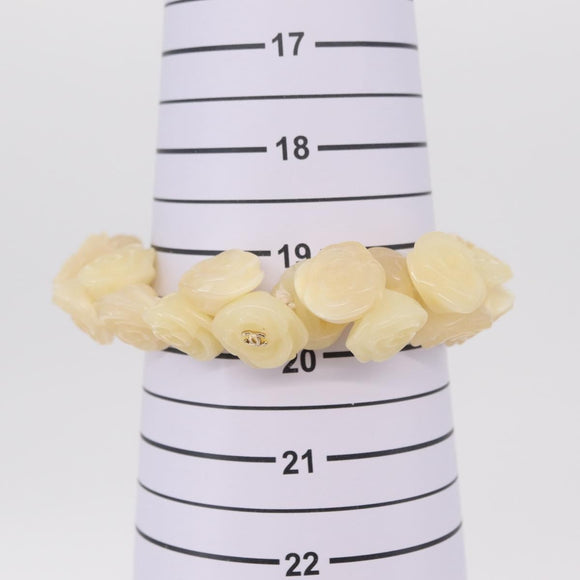 CHANEL Camelia Bracelet plastic Ivory CC Auth bs37629V