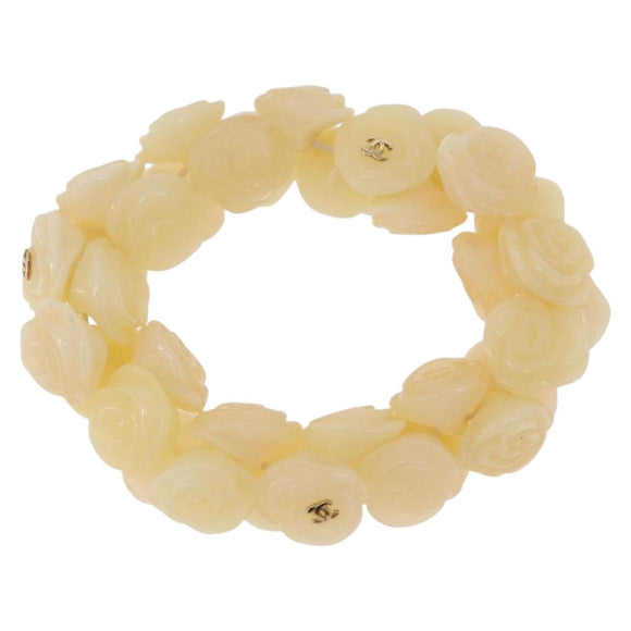 CHANEL Camelia Bracelet plastic Ivory CC Auth bs37629V