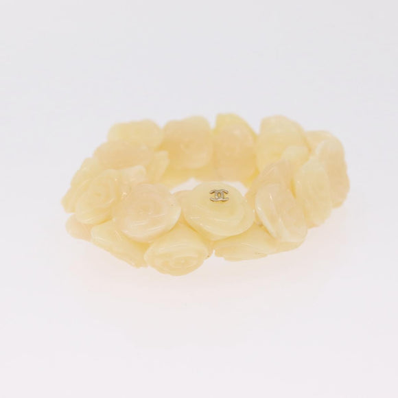 CHANEL Camelia Bracelet plastic Ivory CC Auth bs37629V