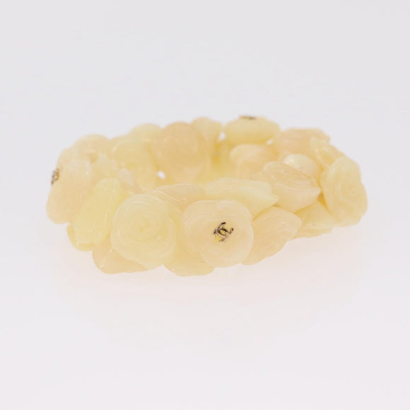 CHANEL Camelia Bracelet plastic Ivory CC Auth bs37629V