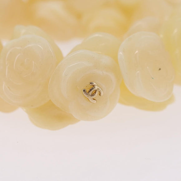 CHANEL Camelia Bracelet plastic Ivory CC Auth bs37629V