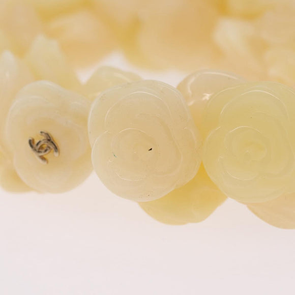 CHANEL Camelia Bracelet plastic Ivory CC Auth bs37629V