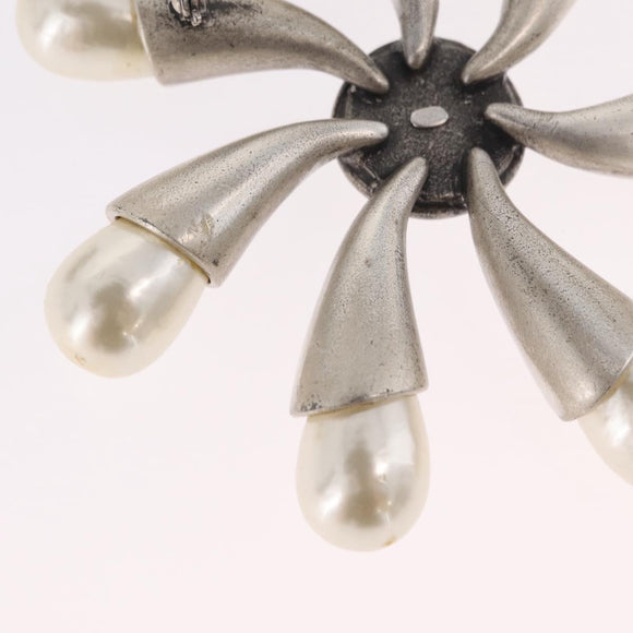 CHANEL Brooch metal Silver CC Auth bs37630V