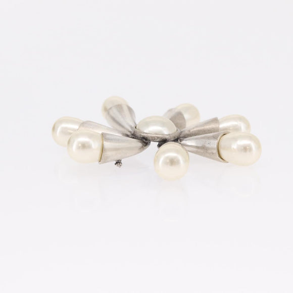 CHANEL Brooch metal Silver CC Auth bs37630V