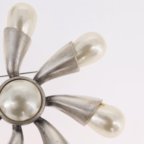 CHANEL Brooch metal Silver CC Auth bs37630V