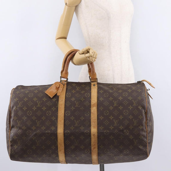 LOUIS VUITTON Monogram Keepall 55 Boston Bag M41424 LV Auth bs37633