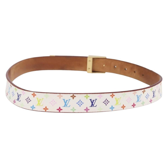 LOUIS VUITTON Bag Charm Belt metal 4 Set White Silver LV Auth bs37642