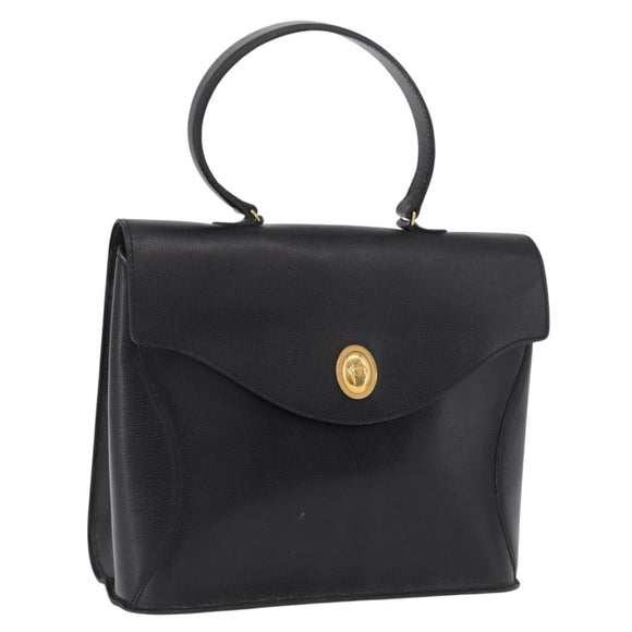 Christian Dior Hand Bag Leather Black Gold Auth bs37643