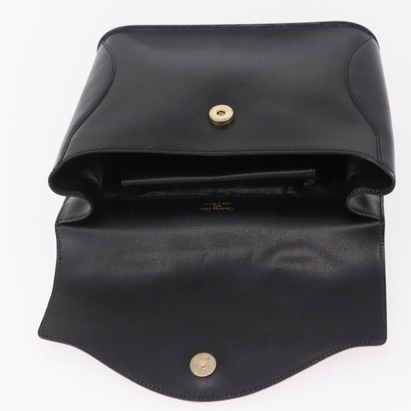 Christian Dior Hand Bag Leather Black Gold Auth bs37643
