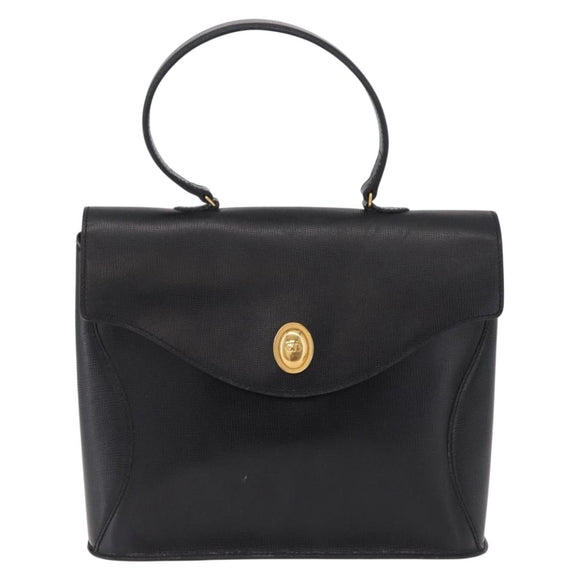 Christian Dior Hand Bag Leather Black Gold Auth bs37643