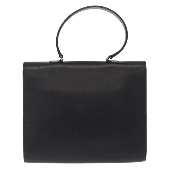 Christian Dior Hand Bag Leather Black Gold Auth bs37643