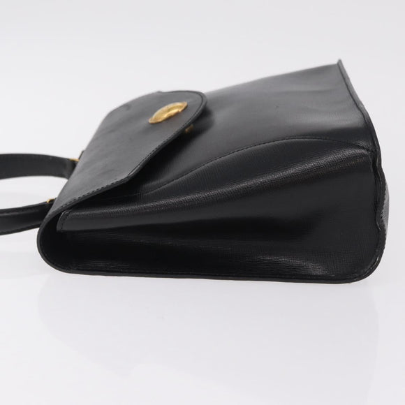 Christian Dior Hand Bag Leather Black Gold Auth bs37643