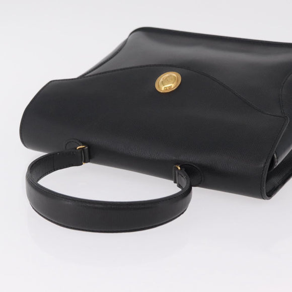 Christian Dior Hand Bag Leather Black Gold Auth bs37643