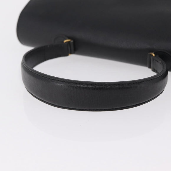 Christian Dior Hand Bag Leather Black Gold Auth bs37643