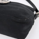 FENDI Mamma Baguette Shoulder Bag Cotton Jersey Black Silver Auth bs37644-10