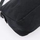 FENDI Mamma Baguette Shoulder Bag Cotton Jersey Black Silver Auth bs37644-13