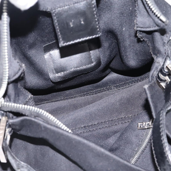 FENDI Mamma Baguette Shoulder Bag Cotton Jersey Black Silver Auth bs37644